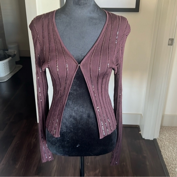 🎆2/$20 EUC LAUNDRY by SHELLI SEGAL IVORY  CARDIGAN. Stunning! - Picture 4 of 5